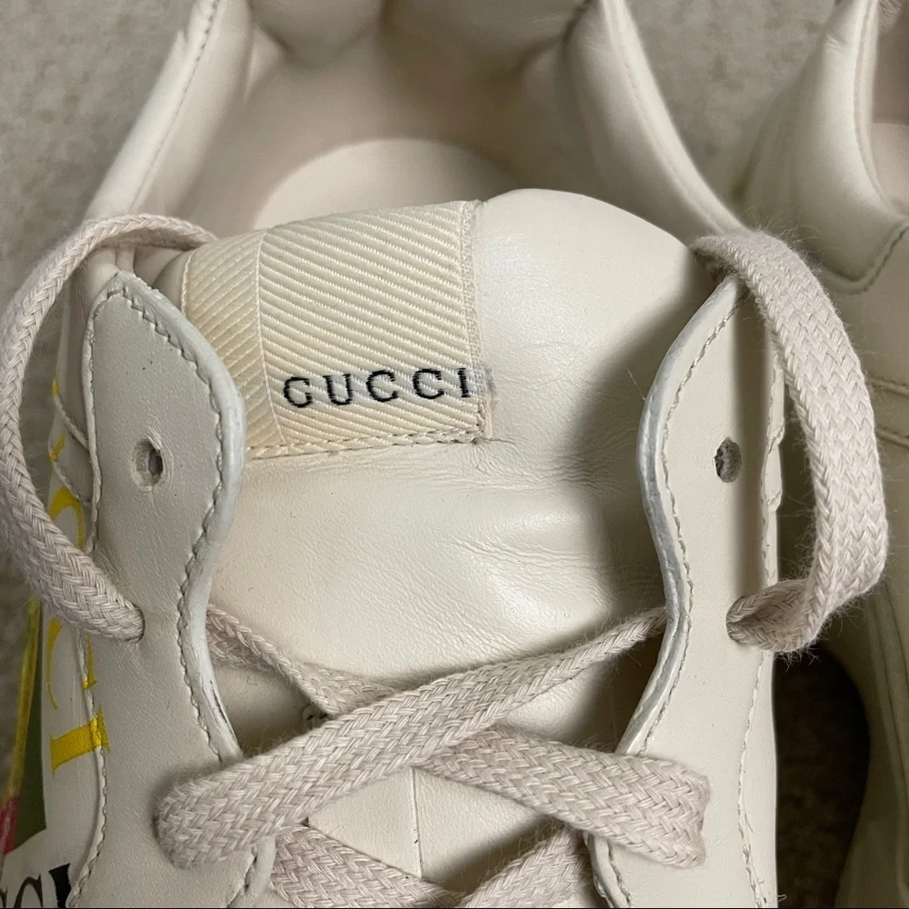 Gucci Men's Rhyton Gucci Logo Leather Sneaker Size 9.5